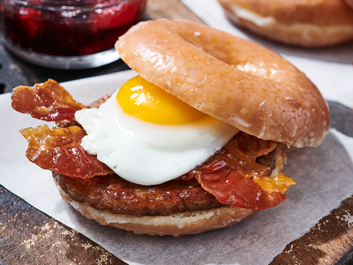 Sausage, Egg, and Cheese Donut Breakfast Sandwiches - Shared Appetite