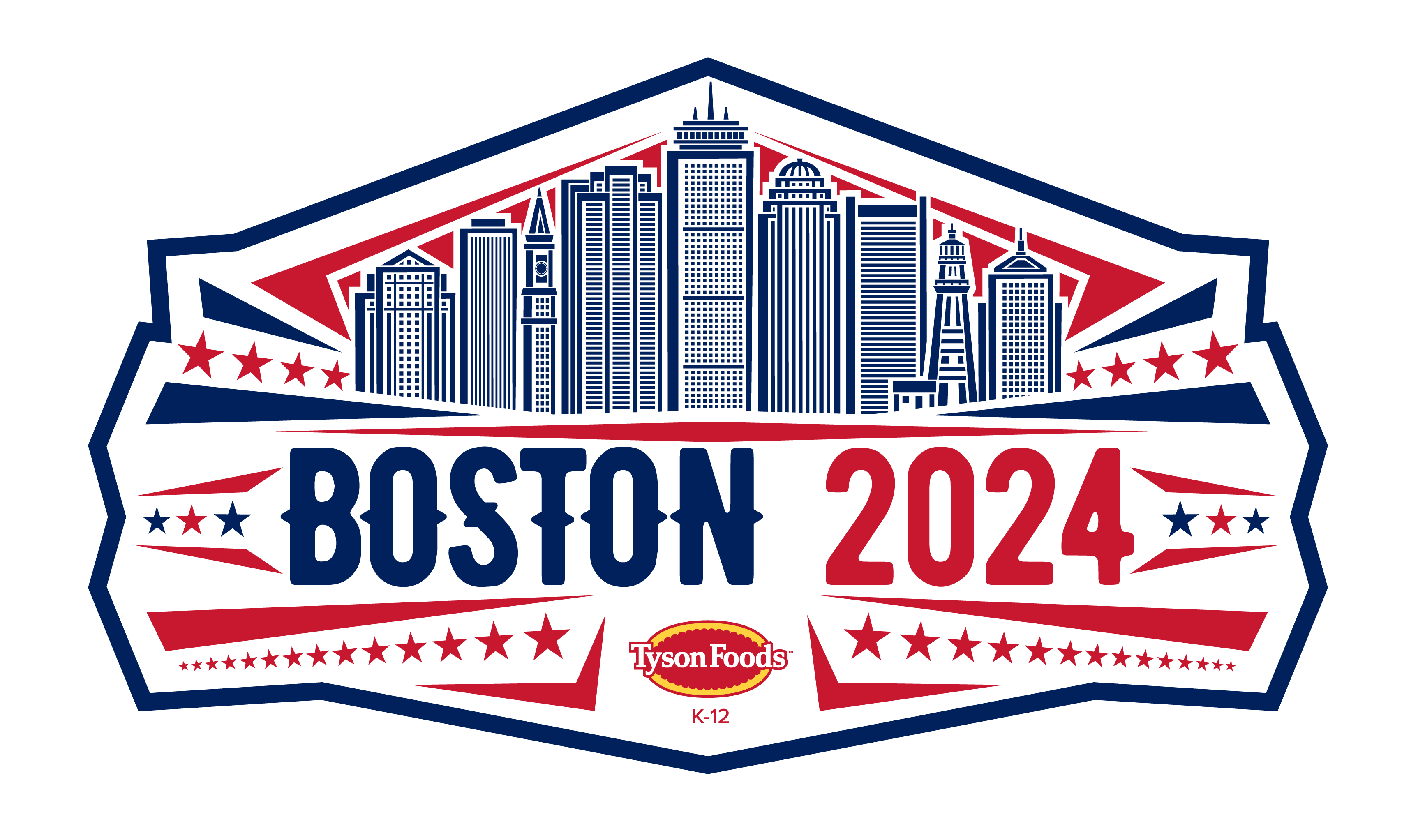 Boston buildings image with Boston 2024 and Tyson Foods 5-12 Logo