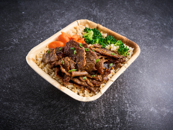 Image of K-12 Black Pepper Garlic Burger on a Plate