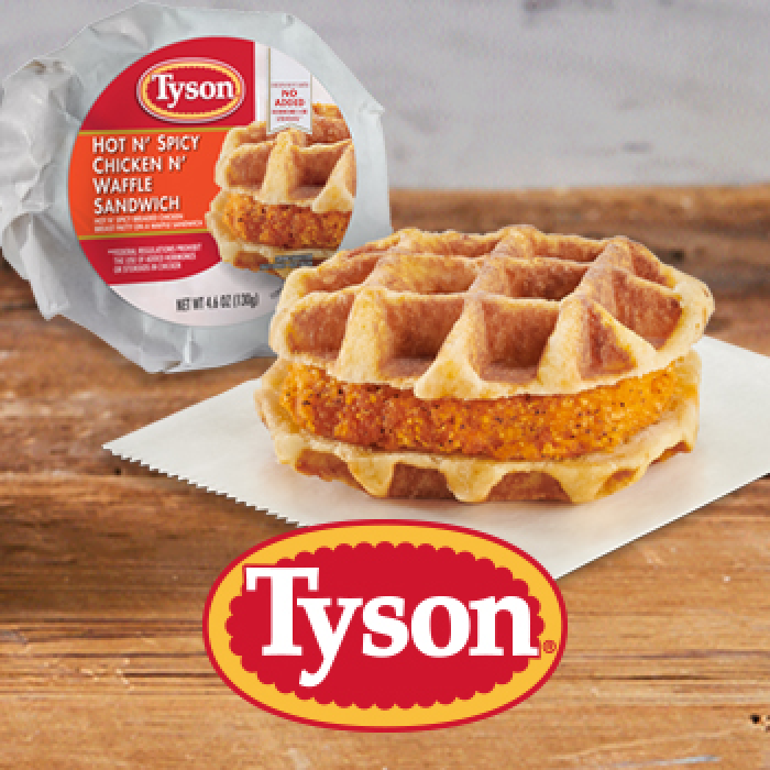 Tyson® Butcher-Wrapped Hot 'N Spicy Chicken & Waffles Sandwich