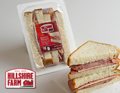 Packaged sandwiches with Hillshire farm logo