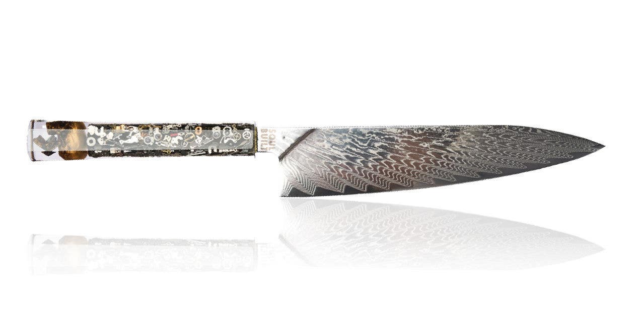 Artistic silver chef knife