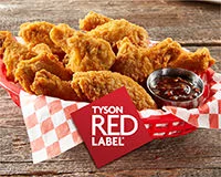 Tyson Red Label® Fully Cooked Breaded Authentically Crispy Original Bone-In Chicken Wing Sections, Smedium