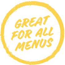 Image that says "great for all menus"