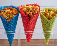 Crispy Chicken and Waffle Cone Flight