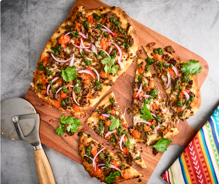 Sliced Chimi Steak Flatbread