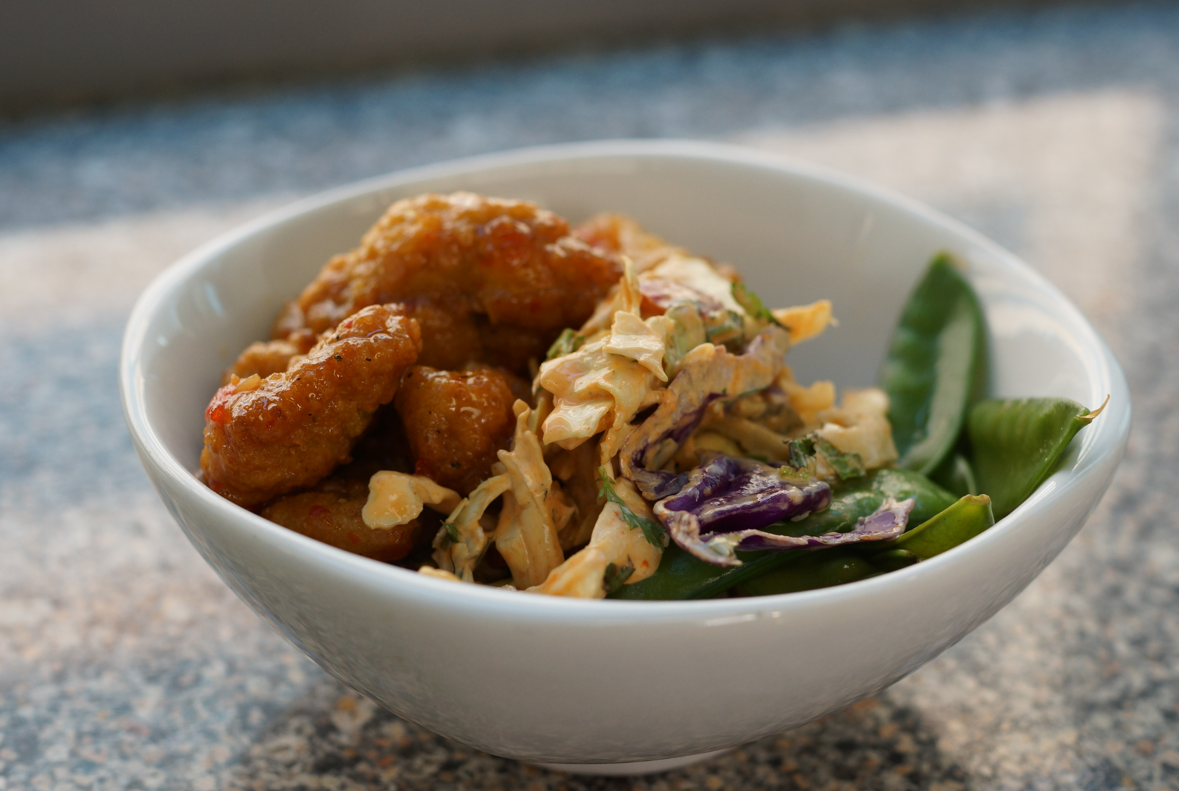 Thai Style Crispy Chicken Rice Bowl