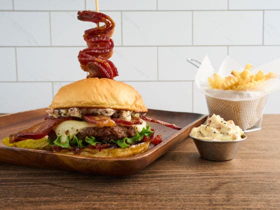 Big-Big Bacon Burger with a side of fries.