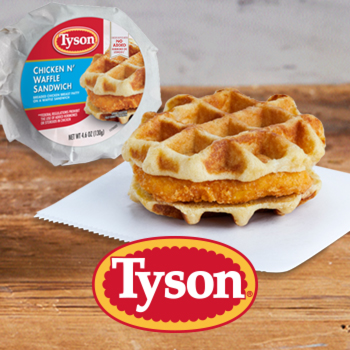 Tyson® Butcher-Wrapped Chicken & Waffles Sandwich