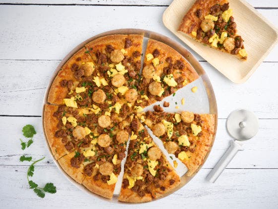 Breakfast Chorizo Pizza Recipe using Hillshire Farms Fully Cooked Pork Choriza Crumbles