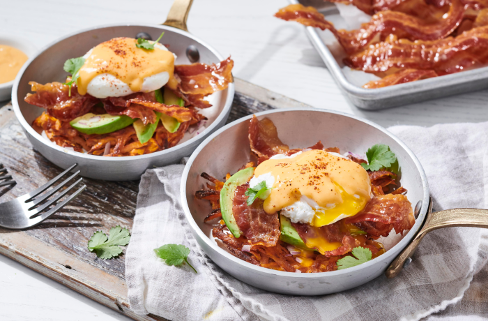 Sweet Potato in a serving skillet with Egg